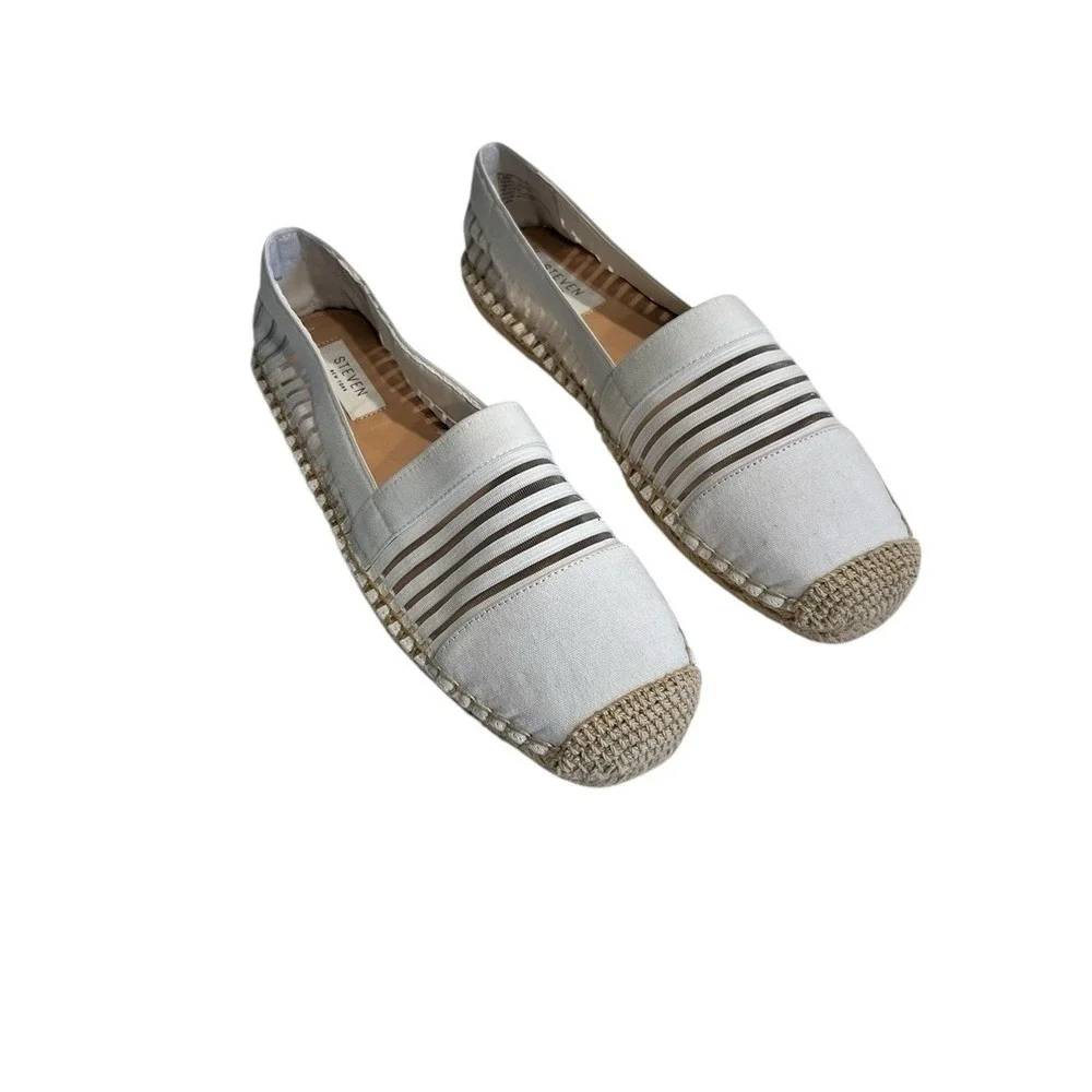 Steven Steve Madden Haleen cream/ivory Multi‎ Espadrille SlipOn Loafer Shoes 10
